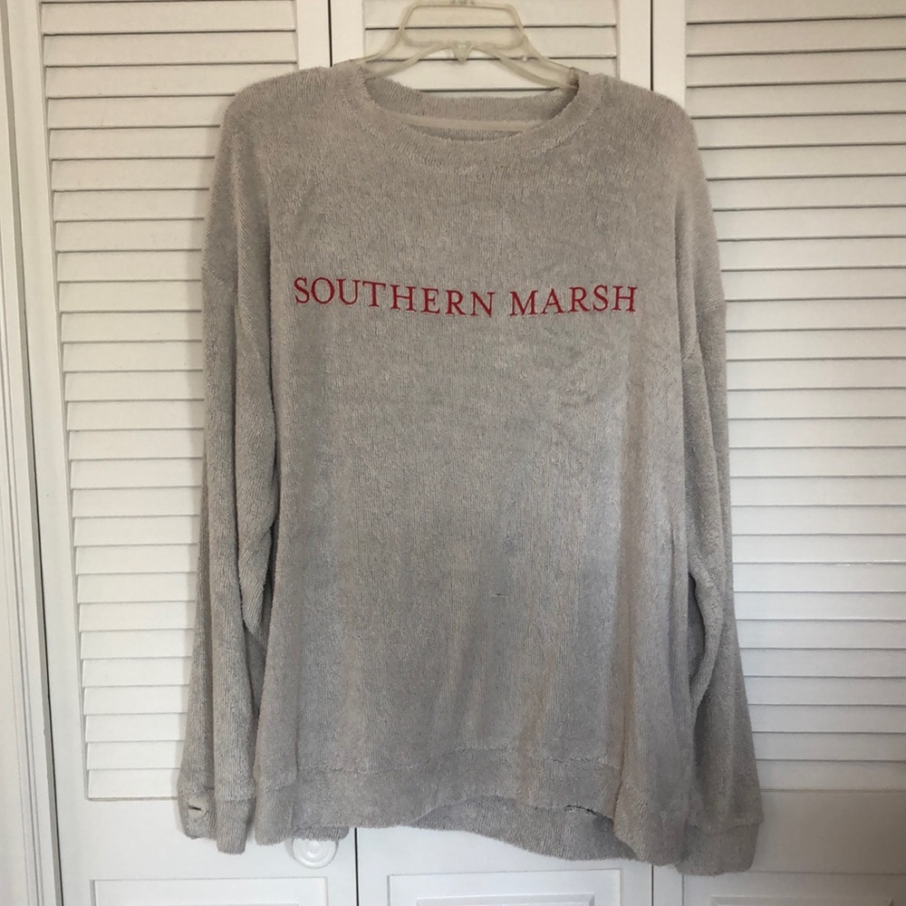 Southern Marsh Sunday Morning Sweater - Red & Grey/Taupe